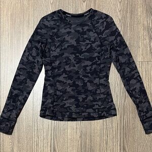 Lululemon Grey Black Camo Long Sleeve Top